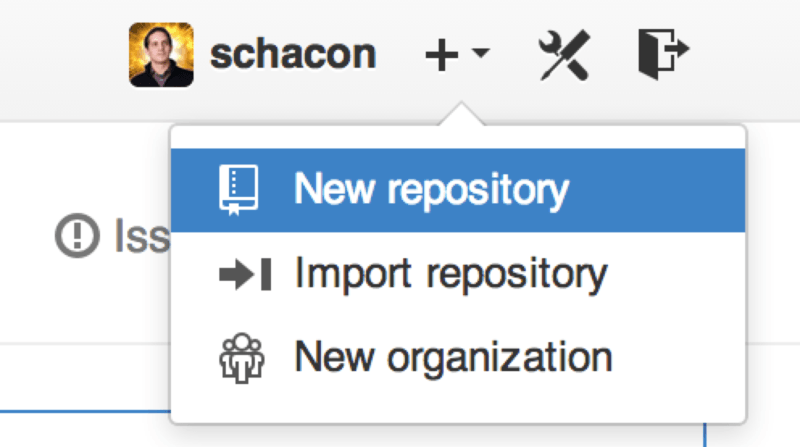 Das Dropdown-Menü „New repository“