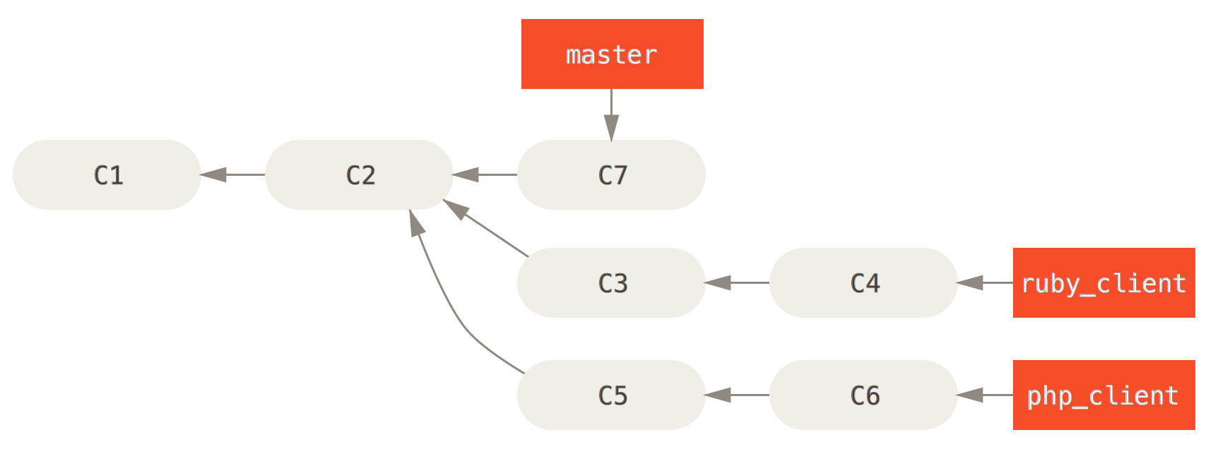 History with several topic branches.